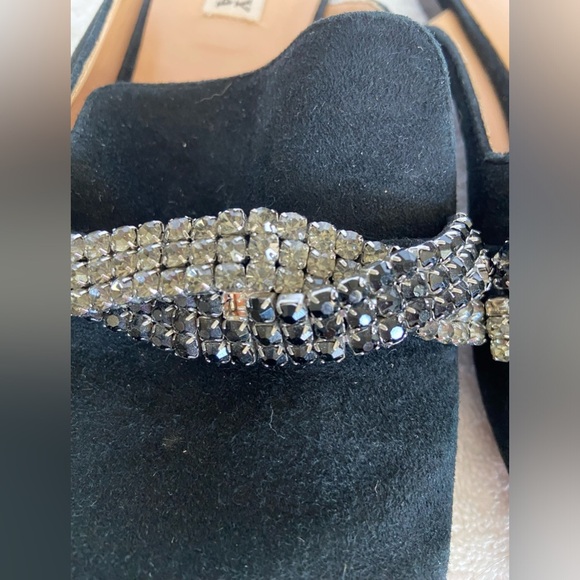BADGLEY MISCHKA Karin Crystal Embellished Mule in Black Suede Size 7 EUC - Picture 5 of 7